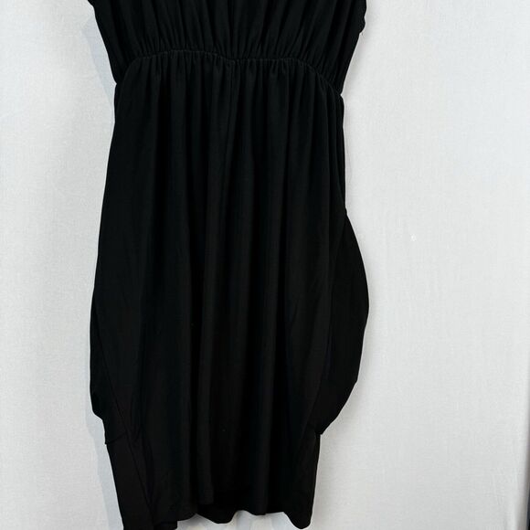 Voilà Black Gathered Dress Polyester Spandex Pockets USA Made XS/S LBD - Picture 10 of 11